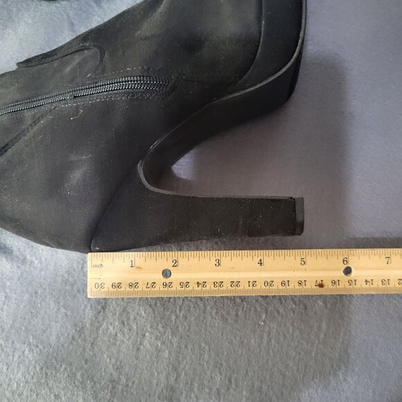 TORRID Womens 9 Wide Black Stretch Platform Over Knee Boot Faux Suede Goth Laces - Picture 4 of 14